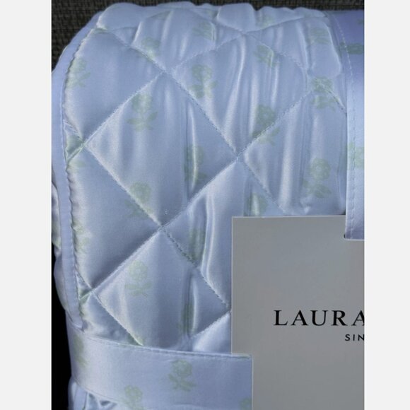 Laura Ashley Daisy Mae White Green Satin Polyester TWIN Quilt Set 2pc - Picture 3 of 5